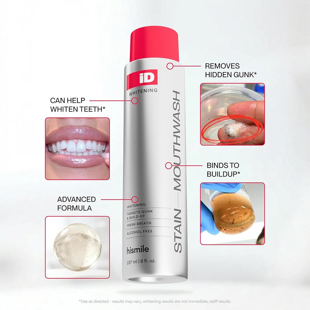 Teeth Whitening Mouthwash - ฮิสไมล์ ไอดี น้ำยาบ้วนปากปราศจากแอลกอฮอล์ ทำความสะอาดอย่างล้ำลึก ขจัดคราบ ฟันขาว