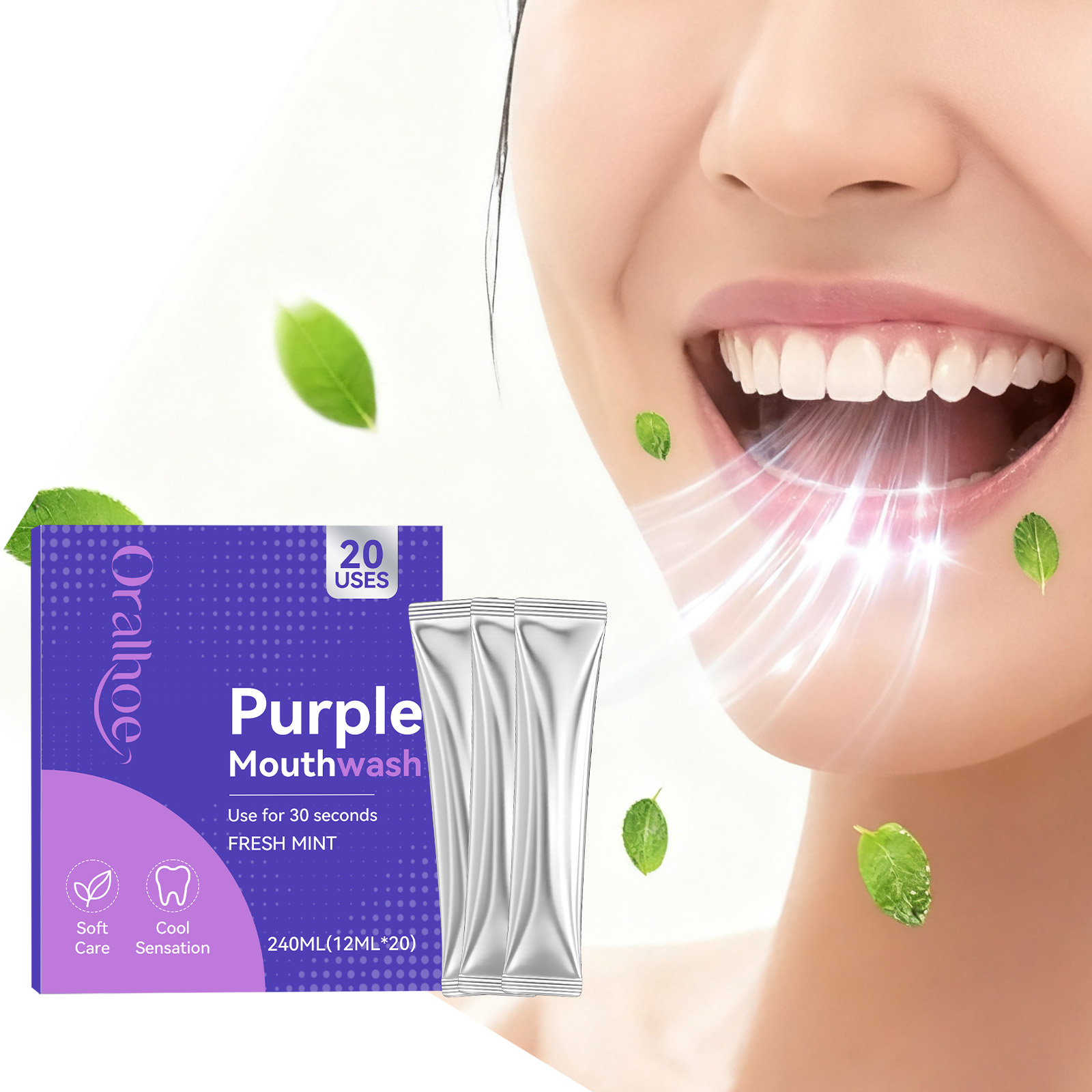 20 ชิ้น น้ำยาบ้วนปากสีม่วง ช่ว - Teeth Whitening Mouthwash บทวิจารณ์และราคา